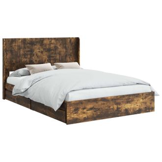 vidaXL Estructura De Cama Con Almacenamiento Y Cabecero Roble Ahumado Vidaxl