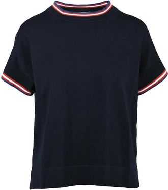 Alpha Studio Midnight Blue Cotton Crew Neck Knit Top