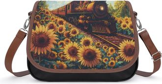 Generic Train Sunflower Crossbody Bags for Women Shoulder Messenger Bag Purse Handbags