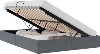 vidaXL Cama Con Almacenamiento Gris Oscuro 137 X 190 Cm Terciopelo Vidaxl