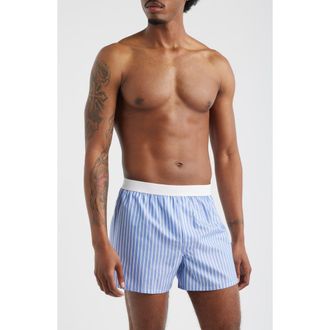 Tom Ford Cotton Poplin Boxer Shorts in Blue/White at Nordstrom, Size Xx-Large