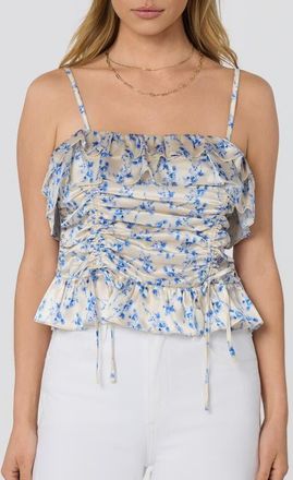 ASTR the Label Brynn Side Cinch Camisole in Blue Ditsy Floral at Nordstrom, Size X-Small
