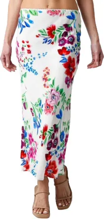 Olivaceous Stella Floral Midi Skirt In White
