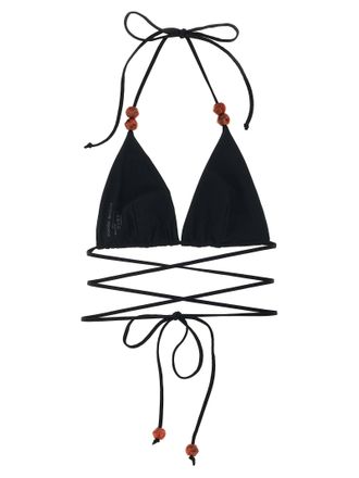 Magda Butrym Beaded Lace Triangle Bikini Top - Black