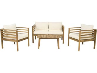Habitat et Jardin Conjunto De Muebles De Jard&iacute;n De Madera beckham Con Cojines - 4 Plazas - Beige