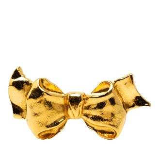 Chanel Pre-owned Womens Gold Plated Bow Brooch - Beige - One Size