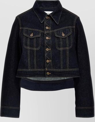 Victoria Beckham cropped denim jacket contrast stitching