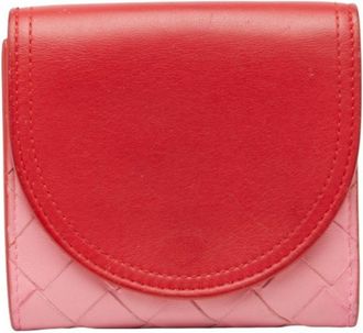Bottega Veneta Pink Red Color Leather Wallet (Bi-Fold) (Pre-Owned)