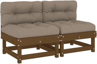 vidaXL Vidaxl - Sof&aacute;s Centrales Con Cojines 2 Uds Madera De Pino Marr&oacute;n Miel