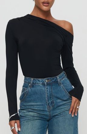 Princess Polly Antilles One-Shoulder Long Sleeve Bodysuit in Black at Nordstrom, Size 0
