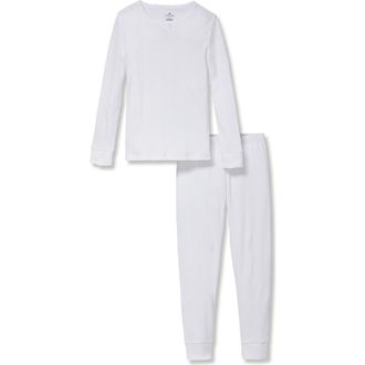 Petite Plume Pointelle Fitted Two-Piece Pajama Set in White at Nordstrom, Size 12-18M