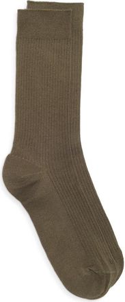 Nordstrom Casual Rib Crew Socks in Olive Tundra at Nordstrom