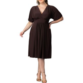Kiyonna Gia Floral Midi Dress in Chocolate at Nordstrom, Size 1X