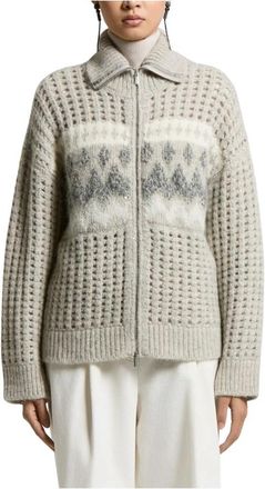 PESERICO Bomberjack van alpaca-- wol- en mohairgaren - Dames - Vesten - Grijs - M - Wol - Truien & Vesten