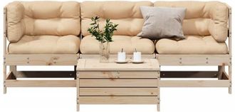 vidaXL Juego De Muebles De Jard&iacute;n 4 Pzas Y Cojines Madera Maciza Pino Vidaxl