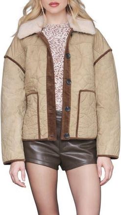 Avec Les Filles Oversize Floral Quilted Heritage Jacket in Vintage Khaki at Nordstrom Rack, Size Large