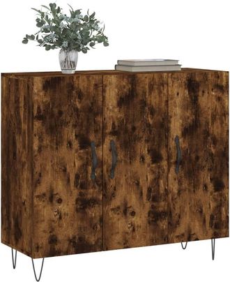 Berkfield Home Sideboard Smoked Oak 90x34x80 cm Engineered Wood in Brown | Size: 90 x 34 x 80 cm