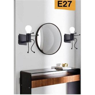 Trade Shop Trade Shop Traesio - Trade Shop - Applique Da Parete Decorativo Forma Di Omino Seduto In Metallo Attacco E27 Aq51 - Negro