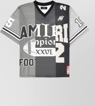 Amiri spliced mesh v neck oversized t shirt