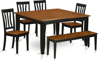 East West Furniture 6 PC Kitchen table set with bench-Kitchen Tables and 4 Wood Kitchen Chairs Plus bench