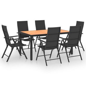 vidaXL Juego De Comedor De Jard&iacute;n 7 Piezas Negro Y Marr&oacute;n Vidaxl