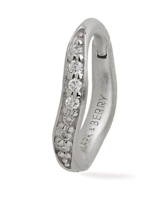 Lark & Berry 14k white gold medium Dune diamond hoop earring