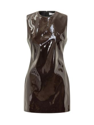 Msgm Brown Round Neck Mini Dress