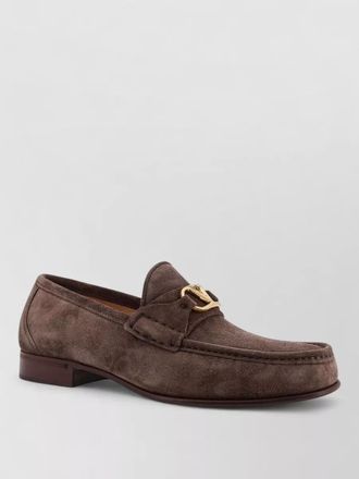 Valentino Garavani loafers round toe suede finish design
