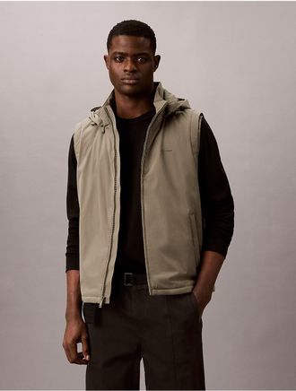 Calvin Klein Mens Hooded Padded Vest - Green - XL