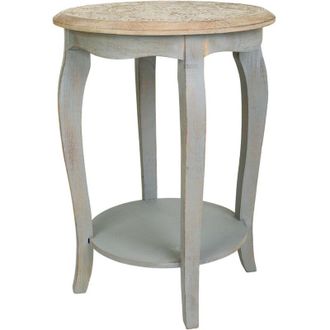 Wanderlust Deco Mesa De Centro De Madera Artesanal Gris45x45x60h Cm