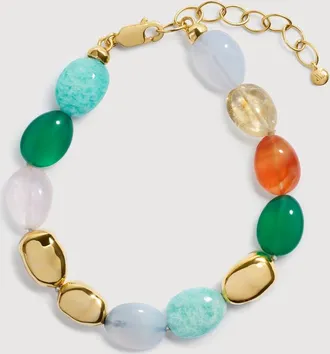 Monica Vinader Gold Rio Bold Multi Gemstone Beaded Bracelet Freedom Stones