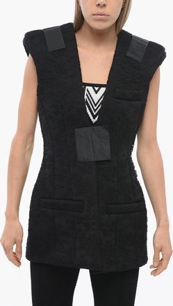 Balmain Gilet Imbottito in Pizzo con Chiusura in Velcro Balmain