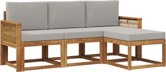vidaXL Conjunto De Sof&aacute;s De Exterior 4 Uds. Natural Y Gris Claro Vidaxl