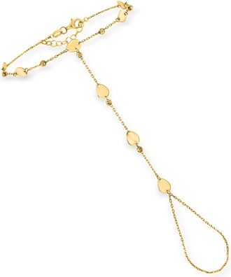 RS Pure by Ross-Simons 14kt Yellow Gold Disc Station Cable-Chain Hand Bracelet