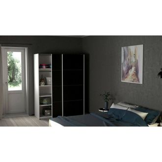 Dmora Armario 2 Puertas Elvire, Muebles De Dormitorio, Vestidor, Armario De Ropa, 150x61 H200 Cm, Blanco Y Negro - Dmora