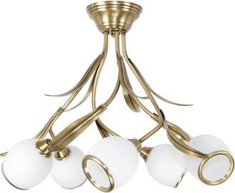 OEM L&aacute;mpara De Techo Con P&aacute;tina, Pantalla De Cristal, Estructura Blanca, Markos Blanco 150b