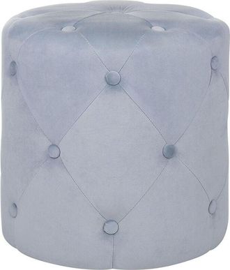 Beliani Puf otomana redondo capitoné gris claro con reposapiés acolchado Corolla
