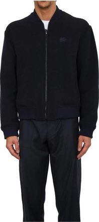 Etro Bomberjack van wolmix met Pegaso-borduursel - Heren - Bomber jackets - Blauw - M - Wol - Jassen