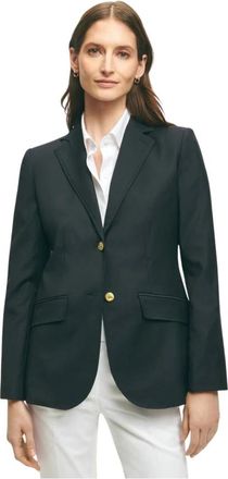 Brooks Brothers Wol Twee-Knoop Blazer - Dames - Blazers - Blauw - 3XS - Wol - Jassen