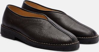 Christophe Lemaire Piped leather slip-on shoes