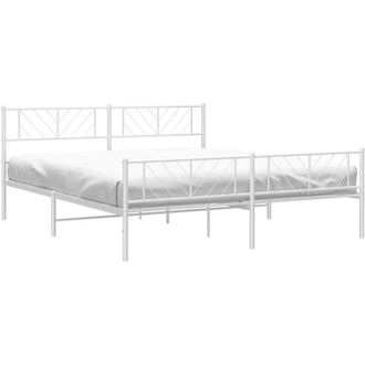 vidaXL Metal Bed Frame without Mattress with Footboard White 180x200cm vidaXL