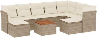 vidaXL Juego De Sof&aacute;s Jard&iacute;n Con Cojines Beige 10 Pzas Rat&aacute;n Sint&eacute;tico Vidaxl