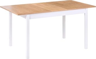 Beliani Tavolo Allungabile Legno Chiaro E Piano Legno Di Gomma Bianco 120/150 Cm Houston