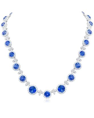 Diana M. Jewels Fine Jewelry Platinum 57.00 Ct. Tw. Diamond & Ceylon Sapphire Tennis Necklace