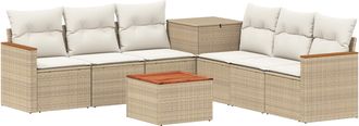 vidaXL Juego De Sof&aacute; 8 Uds. Beige Y Blanco Crema Vidaxl