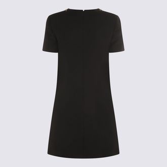 Valentino Womens Embellished Bow Collar Dress Black
