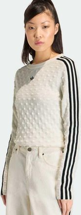adidas Originals Felpa slim in maglia tinta unita bianca con dettagli-Bianco