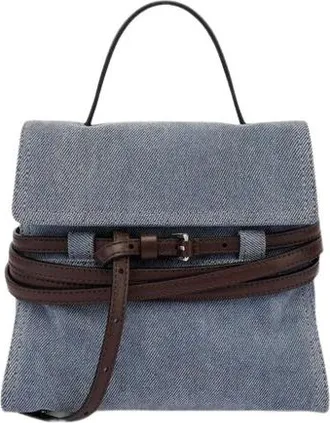 Moschino Tassen, Dames, Blauw, ONE Size, Katoen, Tie Me Kleine Handtas