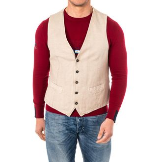 La Martina La Martina Mens fine knit vest with adjustable belt V-neck HMJA11 - Beige - Size EU 46