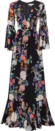 Borgo De Nor Jardin Black Astrea Crepe Maxi Dress Size XS